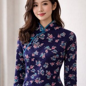 Silk Wrap Jacket Asian Floral